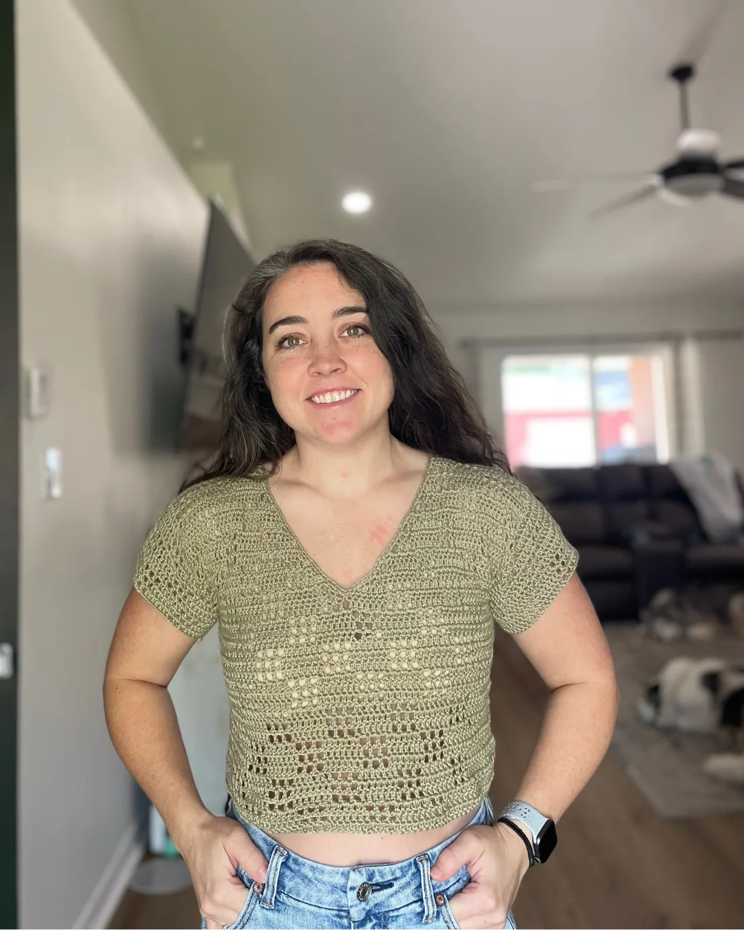 Checkered mesh V crochet top pattern — photo 2